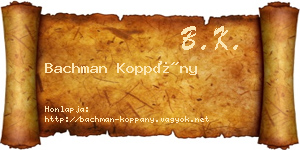Bachman Koppány névjegykártya